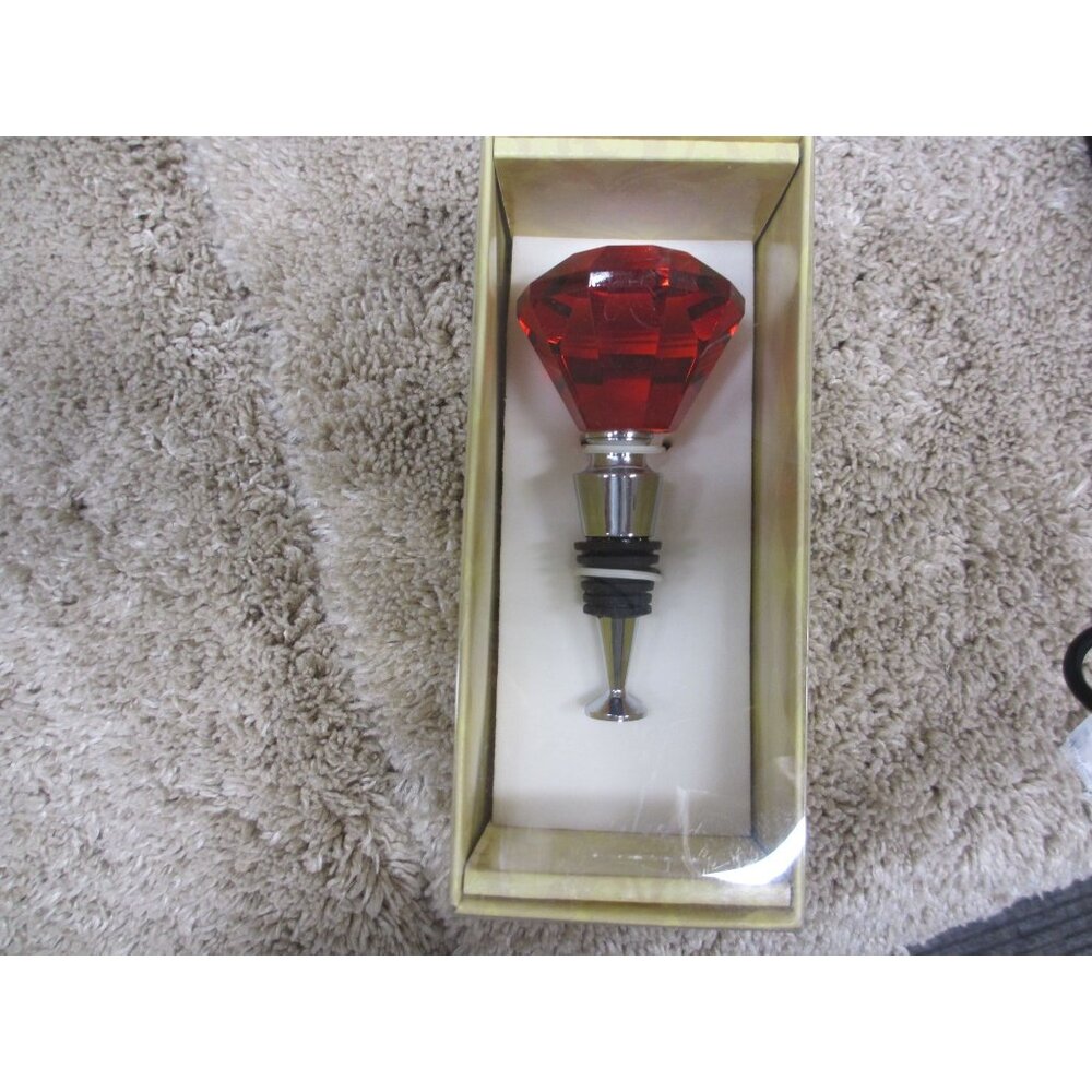 MANGO MOON RED GLASS WINE STOPPER NEW IN BOX